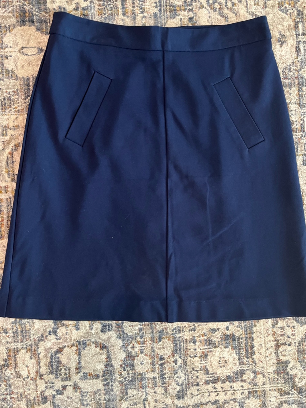 Mario Serrani Navy Pencil Skirt with Front Welt Pockets